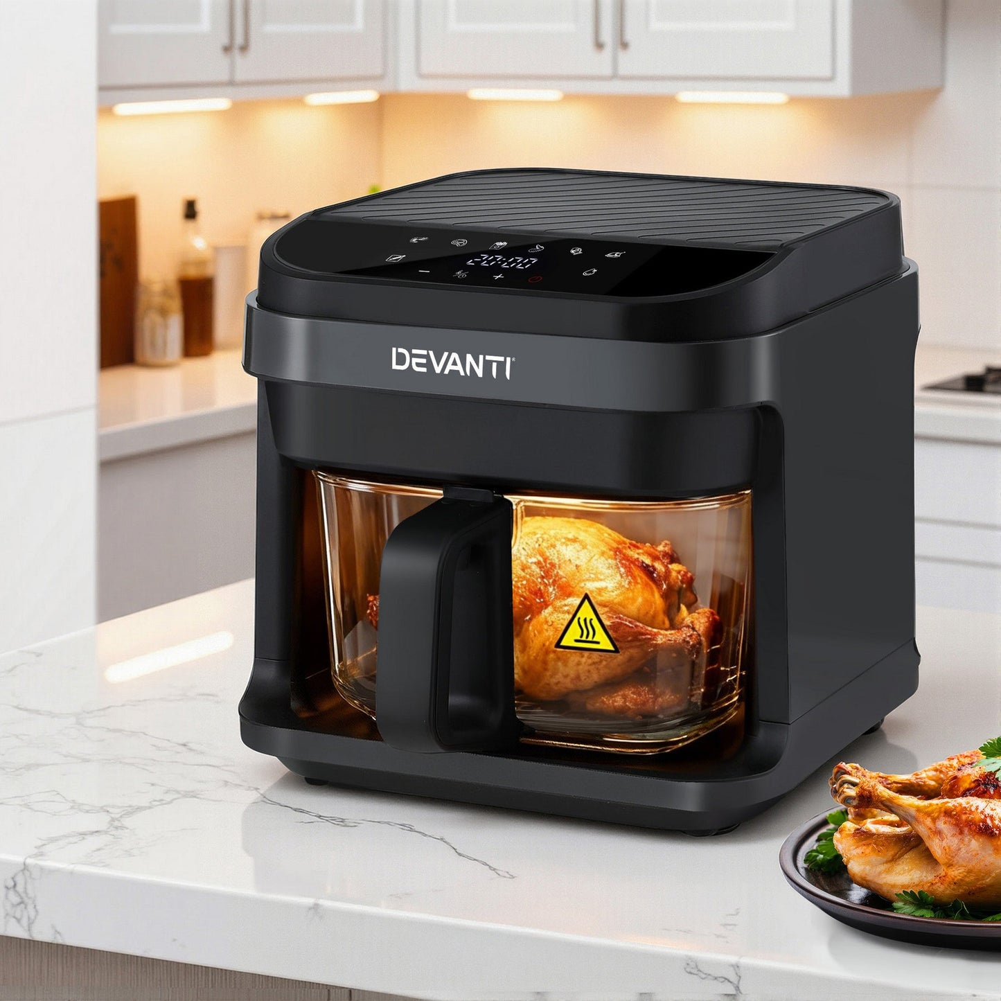 Devanti Air Fryer 5.5L Touch Control Electric Cooker 1200W Black - Devanti
