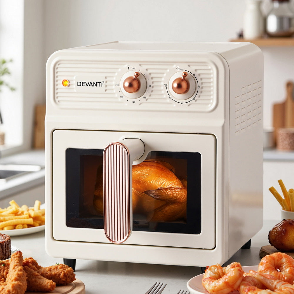 Devanti 6L Air Fryer Knob Control 1700W Cream - Devanti