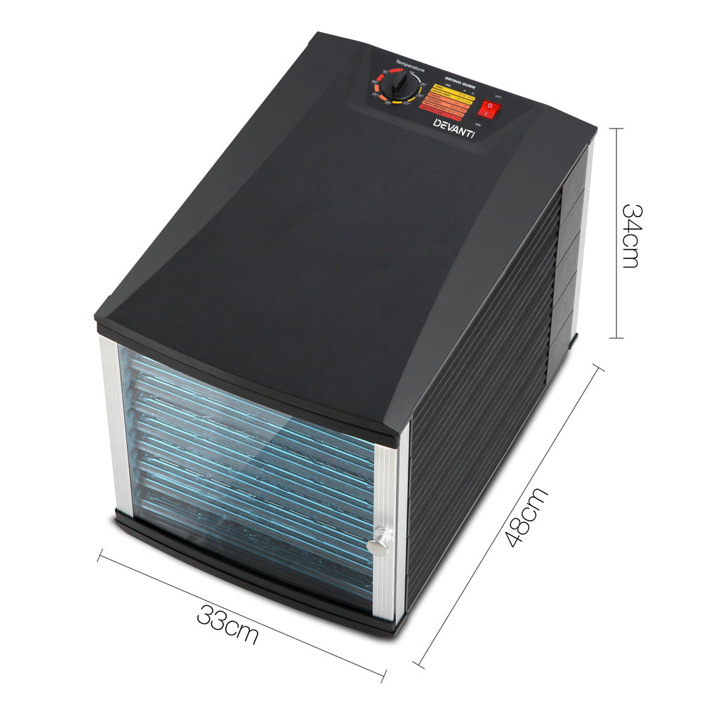 Devanti Commercial Food Dehydrator with 10 Trays Black