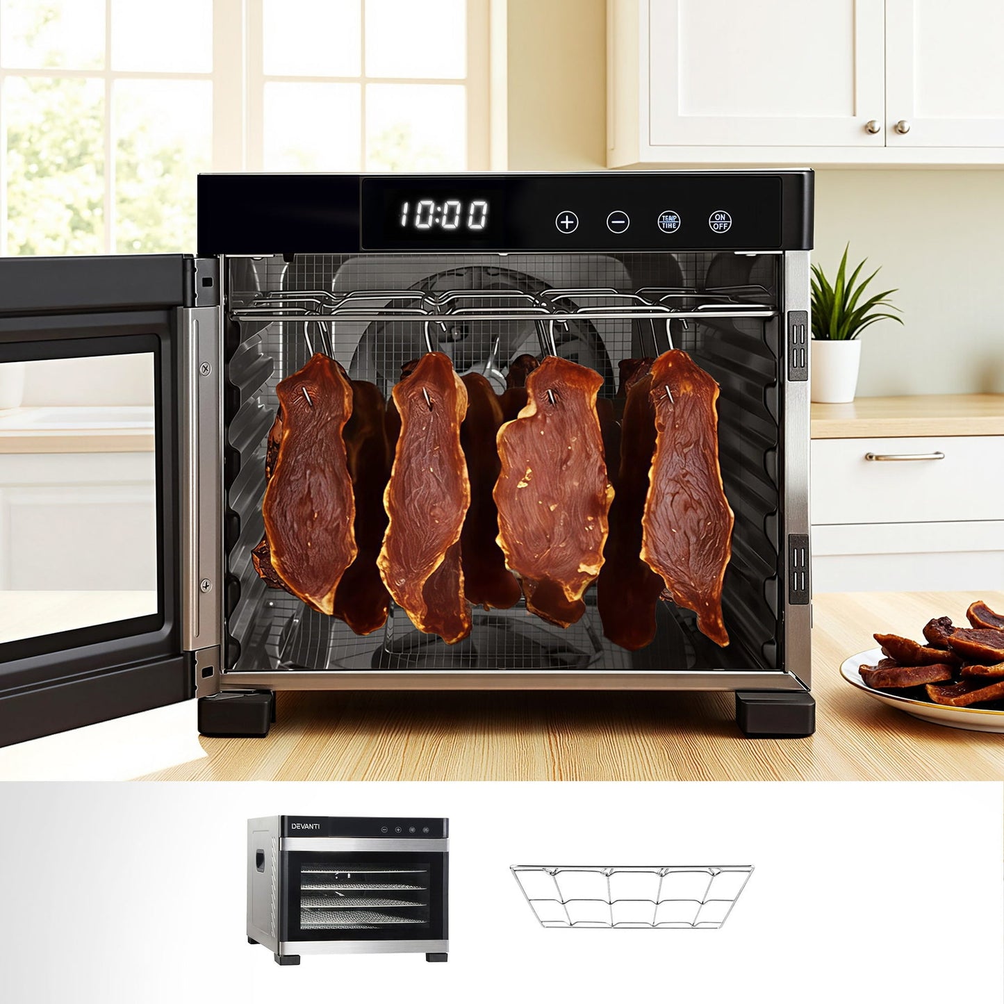 Devanti Food Dehydrator 6 Tray Fruit Dryer Jerky Maker With Stainless Steel Rack