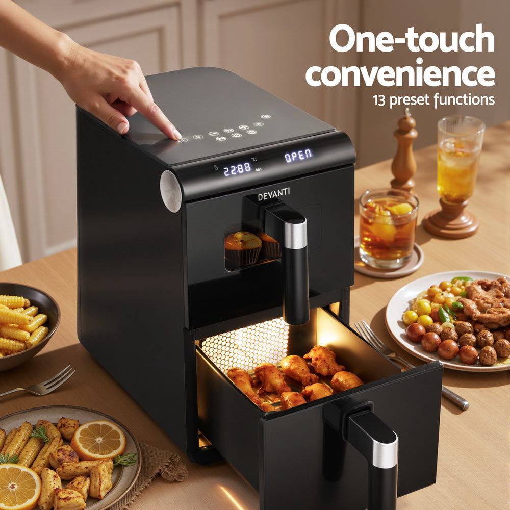 Devanti Air Fryer Oven 11L Dual Zone Fryers - Devanti