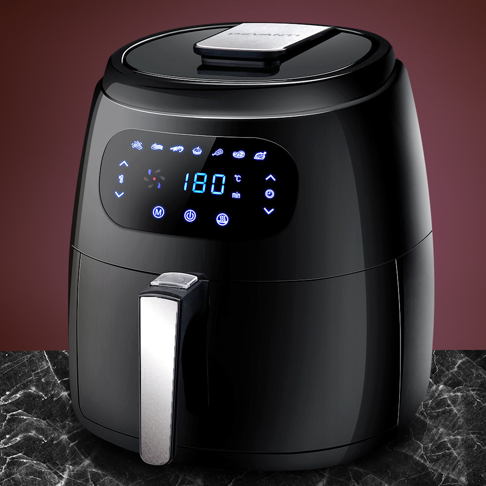 Devanti Air Fryer 8.5L LCD Digital Oil Free Deep Frying Cooker Accessories Rack Black