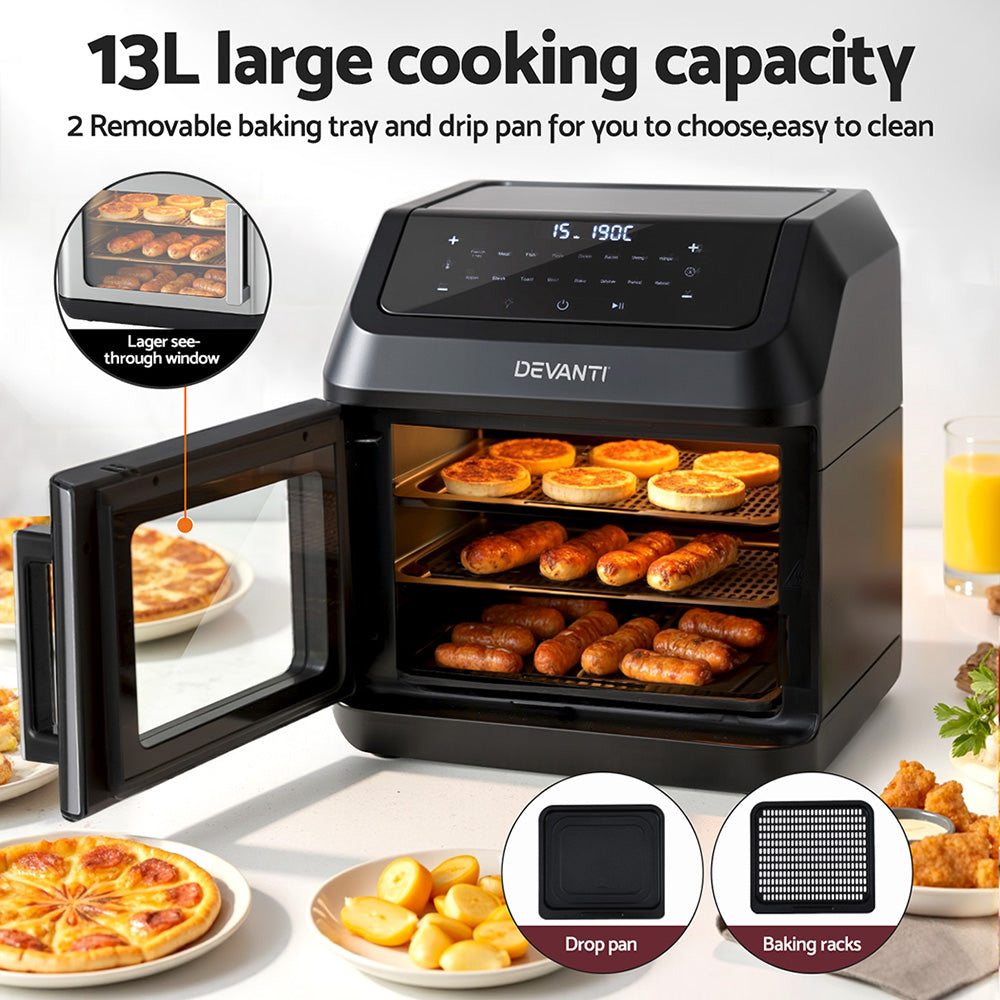 Devanti Air Fryer 13L LCD Fryers Oven - Devanti