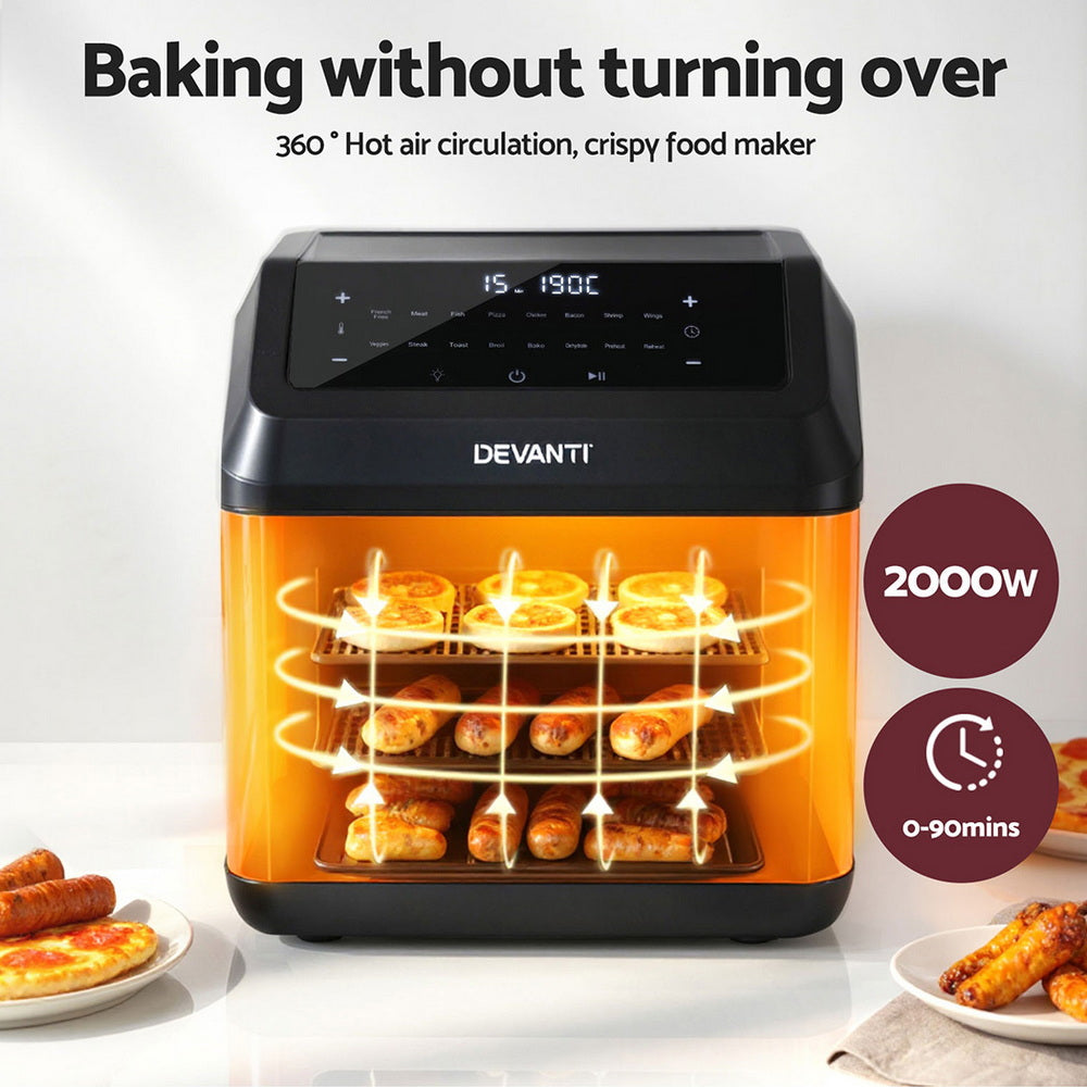 Devanti Air Fryer 13L LCD Fryers Oven - Devanti