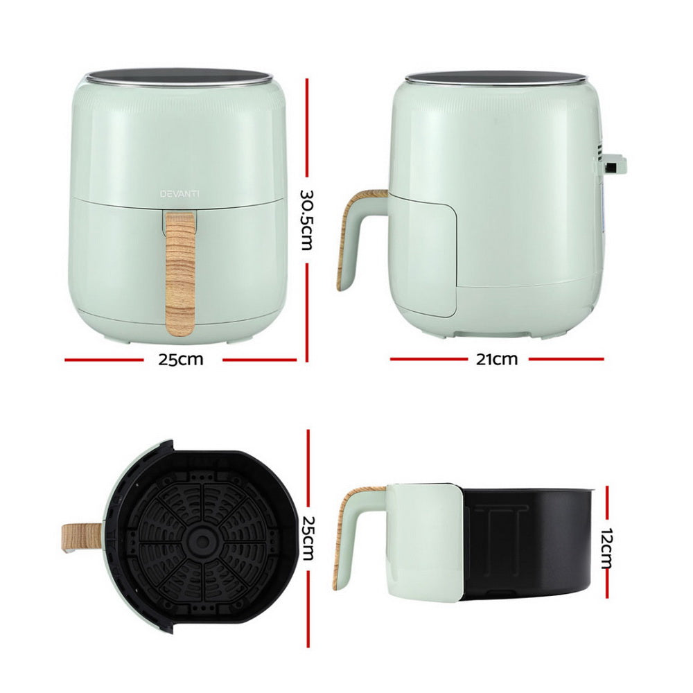 Devanti 5L Air Fryer Touch Control 1700W Green - Devanti