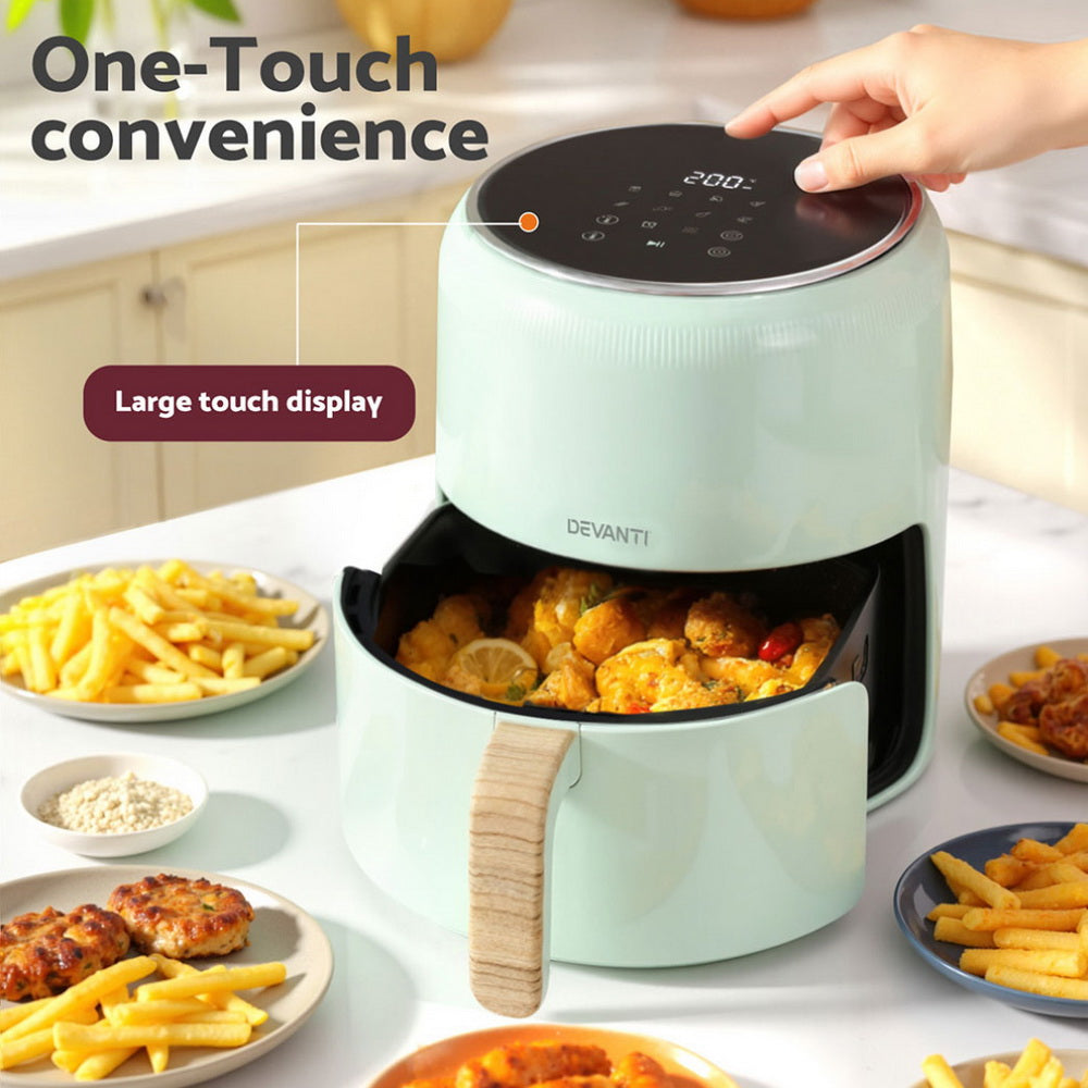 Devanti 5L Air Fryer Touch Control 1700W Green - Devanti