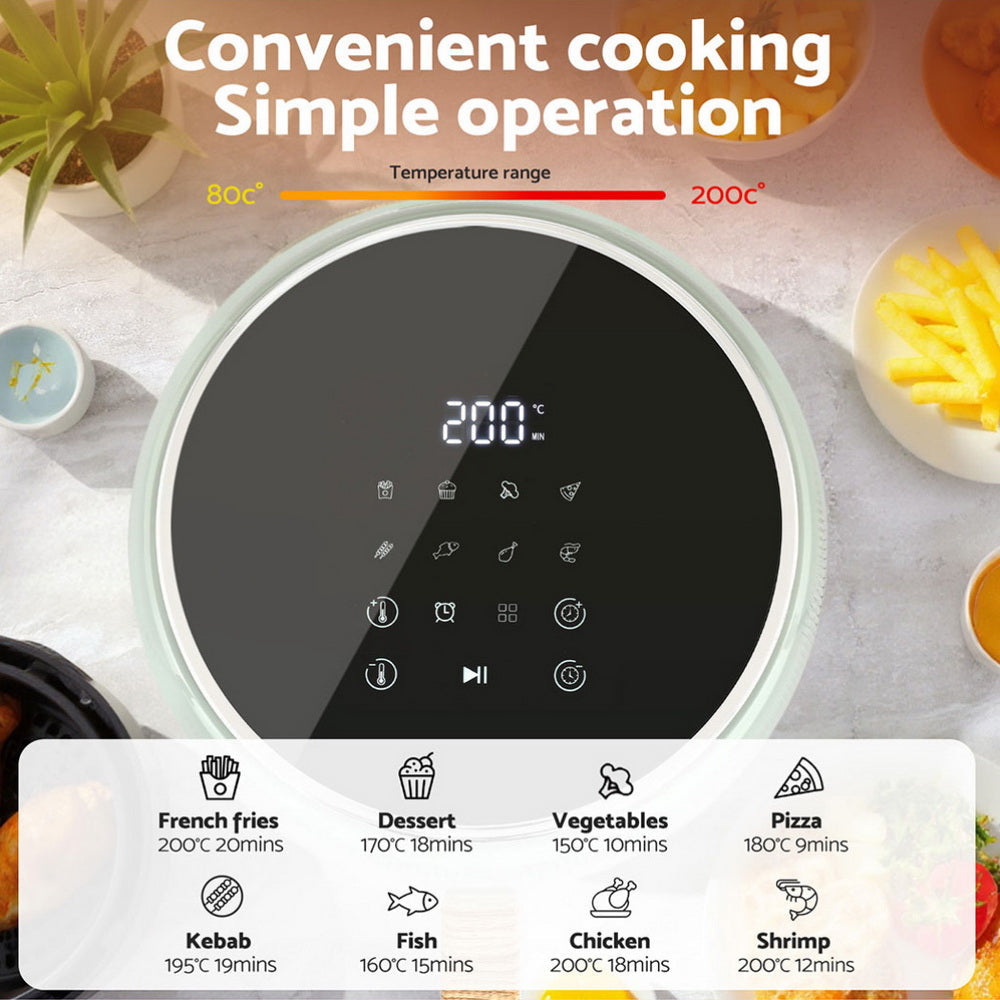 Devanti 5L Air Fryer Touch Control 1700W Green - Devanti
