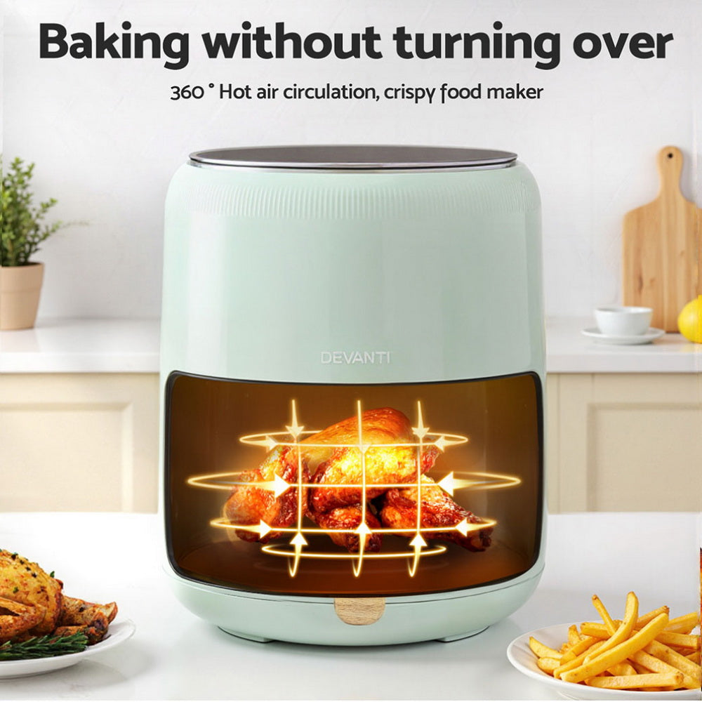 Devanti 5L Air Fryer Touch Control 1700W Green - Devanti