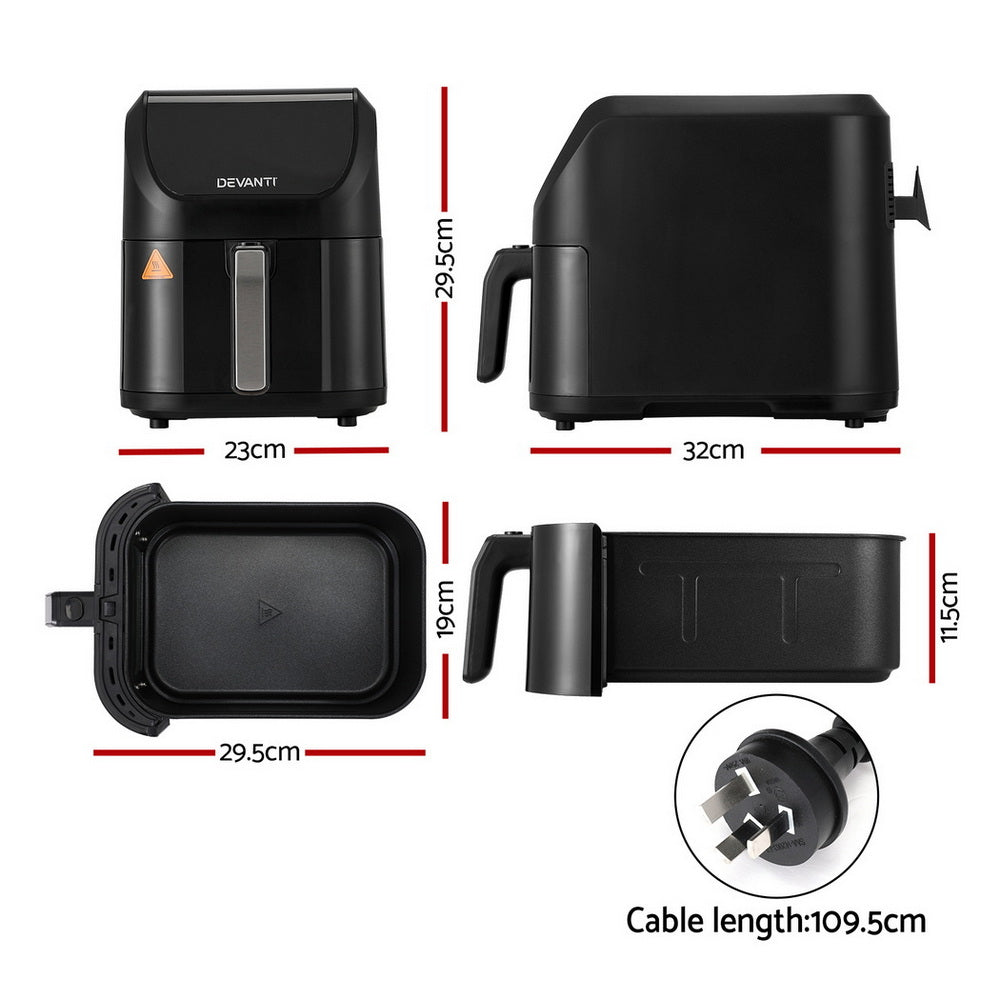 Devanti Air Fryer 5L W/ LCD Touch 1500W - Devanti