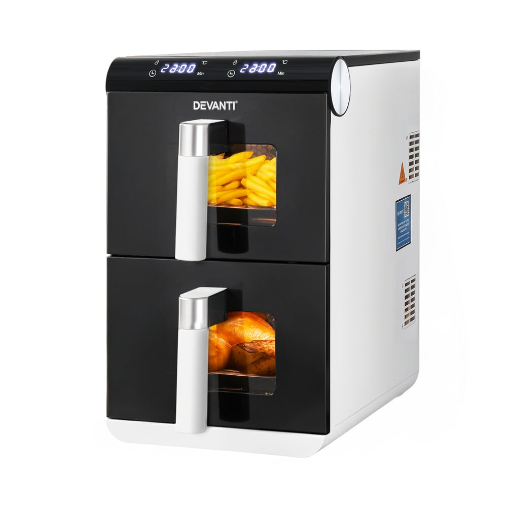Devanti Air Fryer Oven 11L Dual Zone Fryers White - Devanti