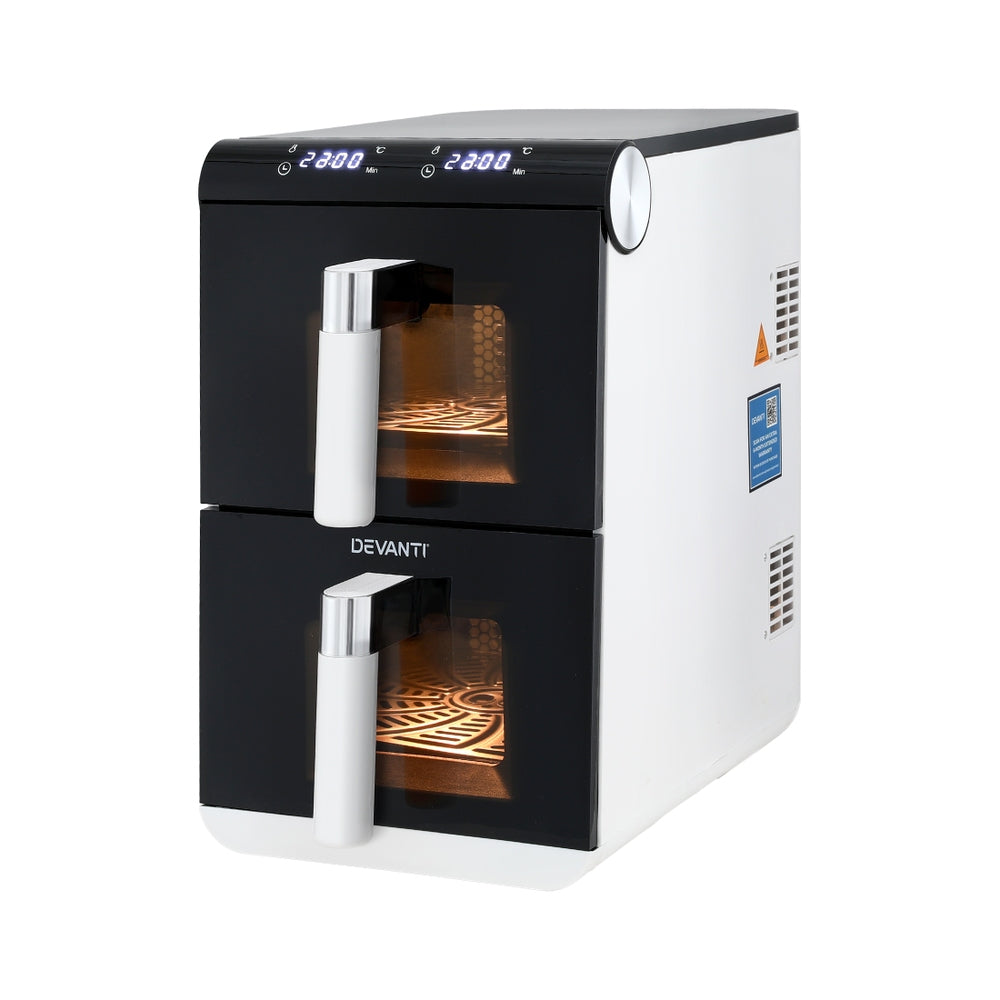 Devanti Air Fryer Oven 11L Dual Zone Fryers White - Devanti