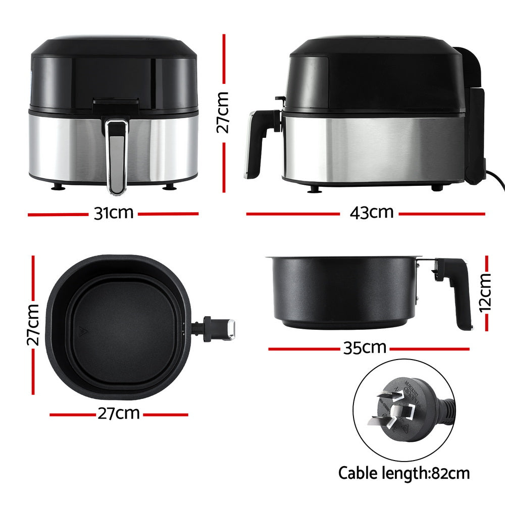 Devanti 5.5L Air Fryer & Grill LCD Fryers 1500W - Devanti