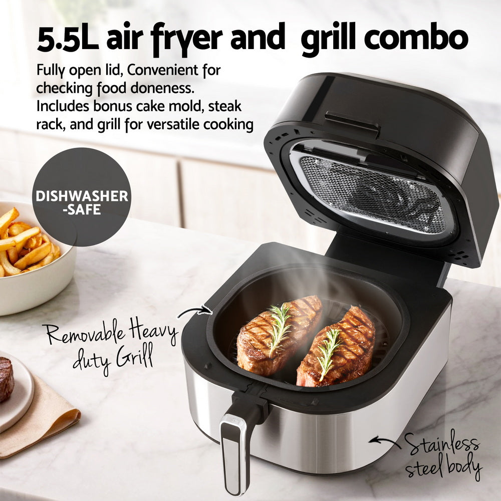 Devanti 5.5L Air Fryer & Grill LCD Fryers 1500W - Devanti