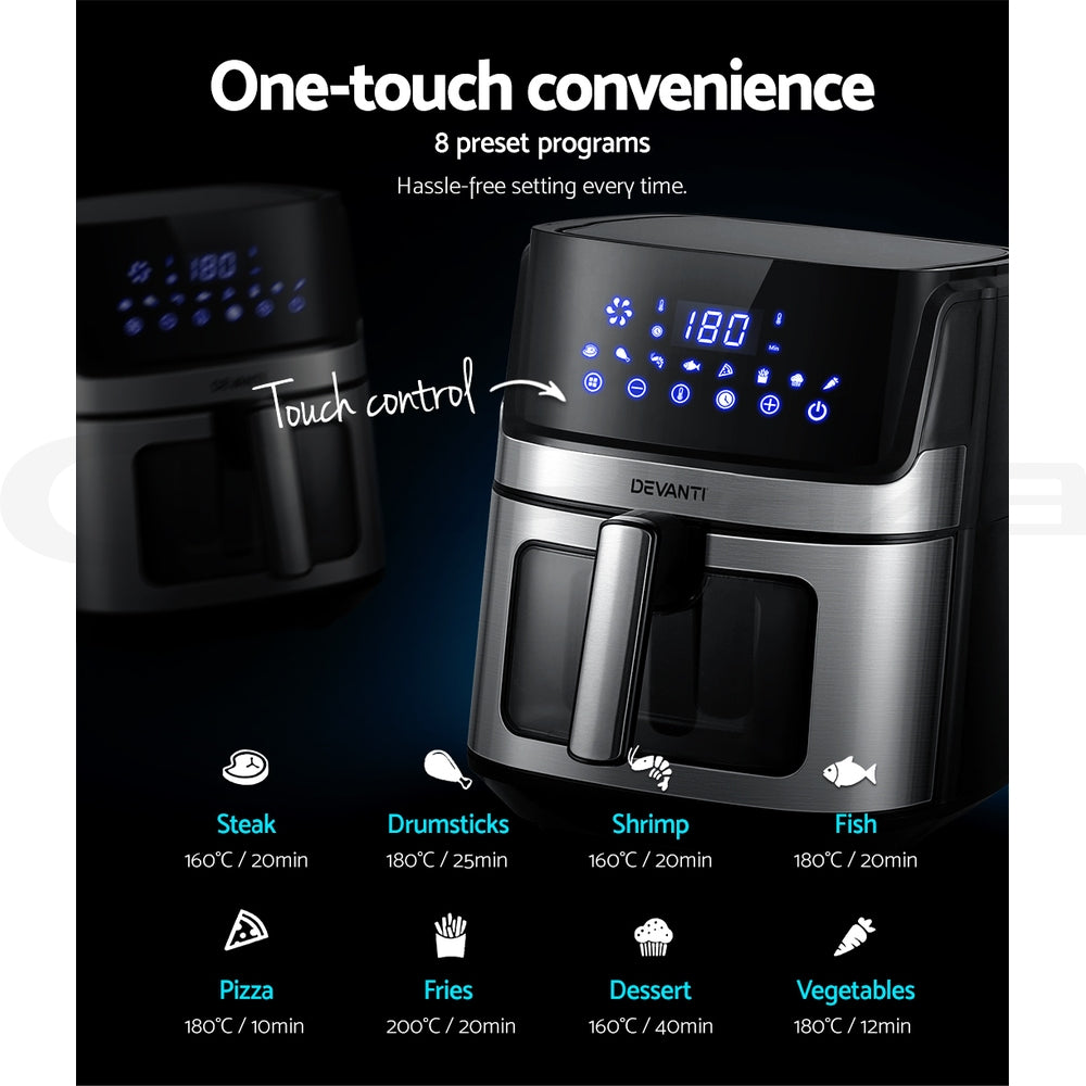 Devanti Air Fryer 6.5L LCD Fryers Oven Airfryer Healthy Cooker Oil Free Kitchen - Devanti