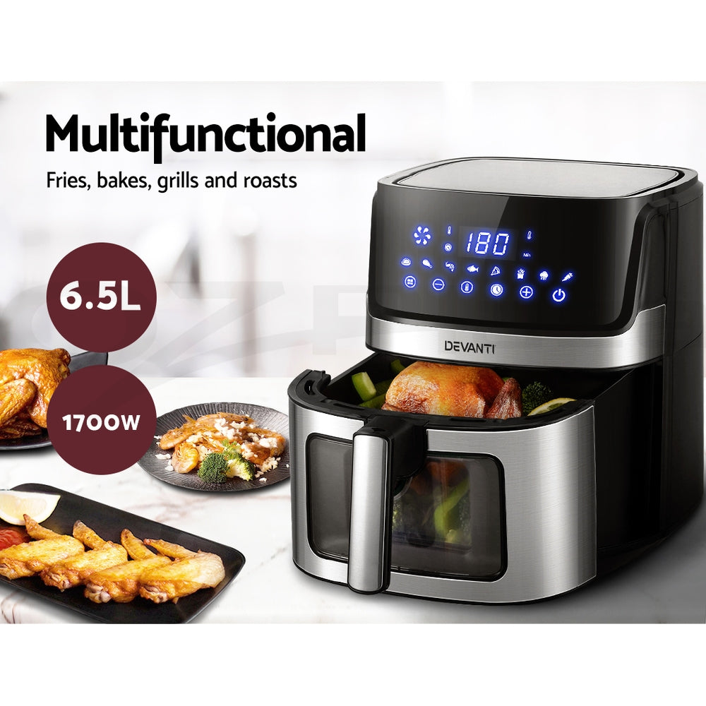 Devanti Air Fryer 6.5L LCD Fryers Oven Airfryer Healthy Cooker Oil Free Kitchen - Devanti