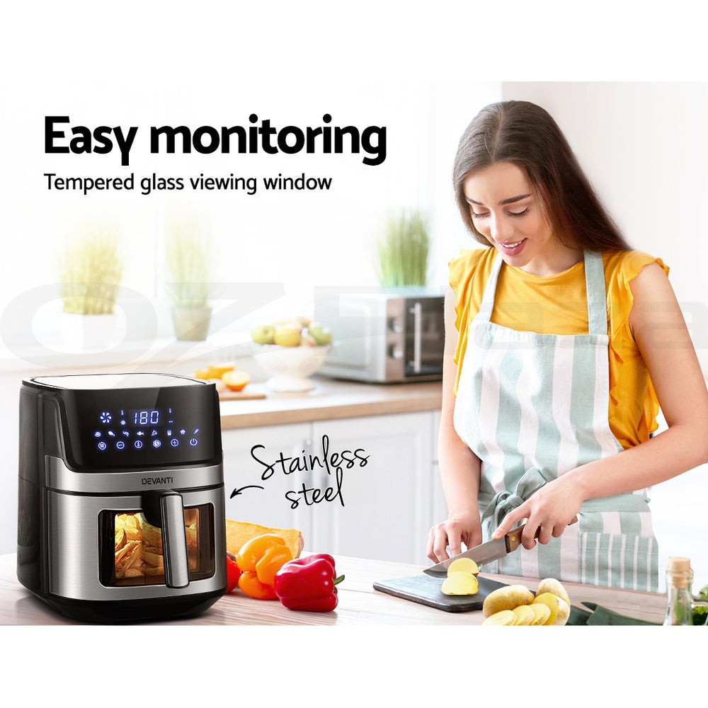 Devanti Air Fryer 6.5L LCD Fryers Oven Airfryer Healthy Cooker Oil Free Kitchen - Devanti