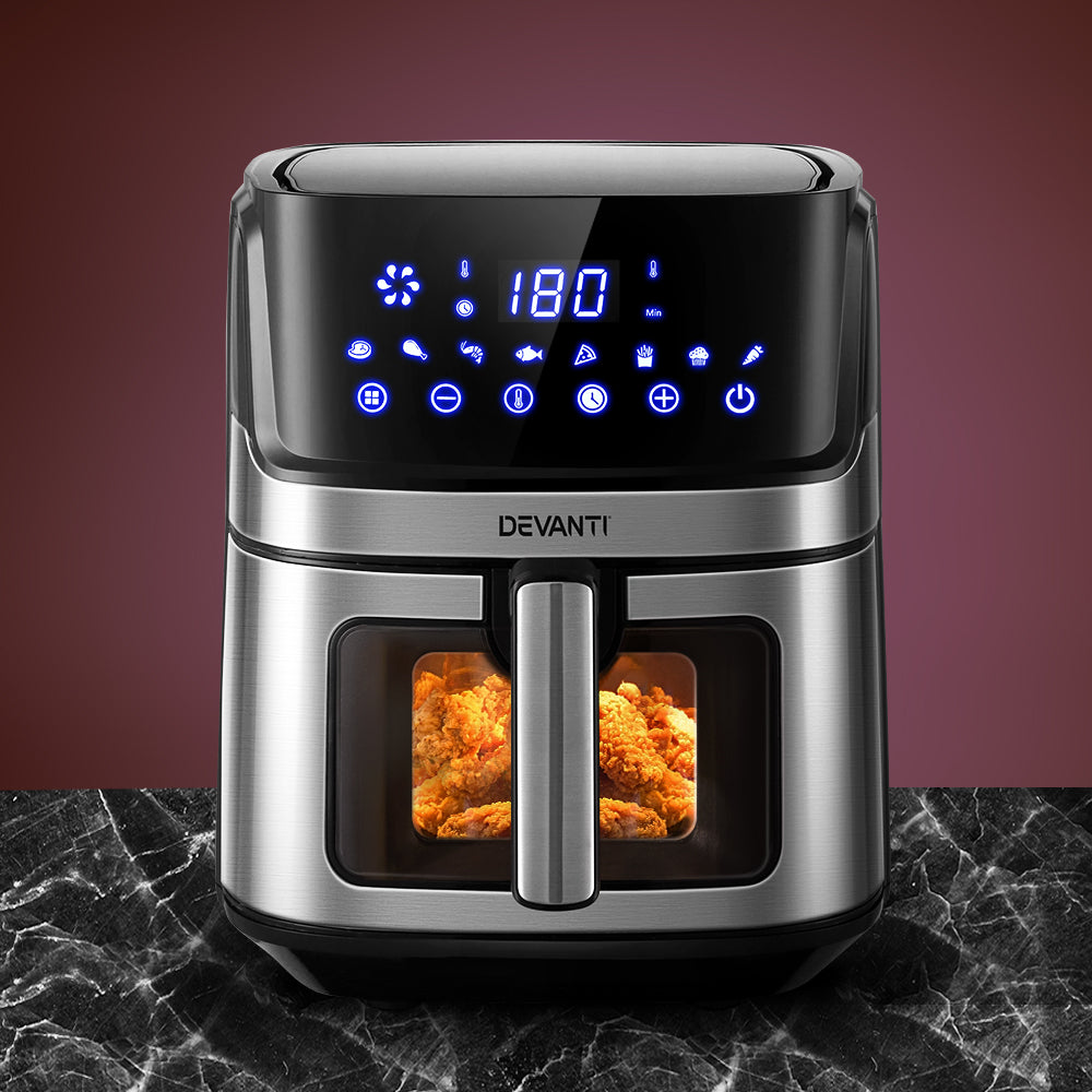 Devanti Air Fryer 6.5L LCD Fryers Oven Airfryer Healthy Cooker Oil Free Kitchen - Devanti