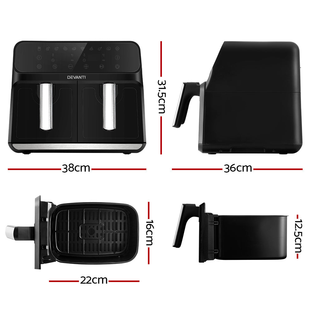 Devanti Air Fryer 8L LCD Fryers Oven Airfryer Healthy Cooker Oil Free Kitchen - Devanti