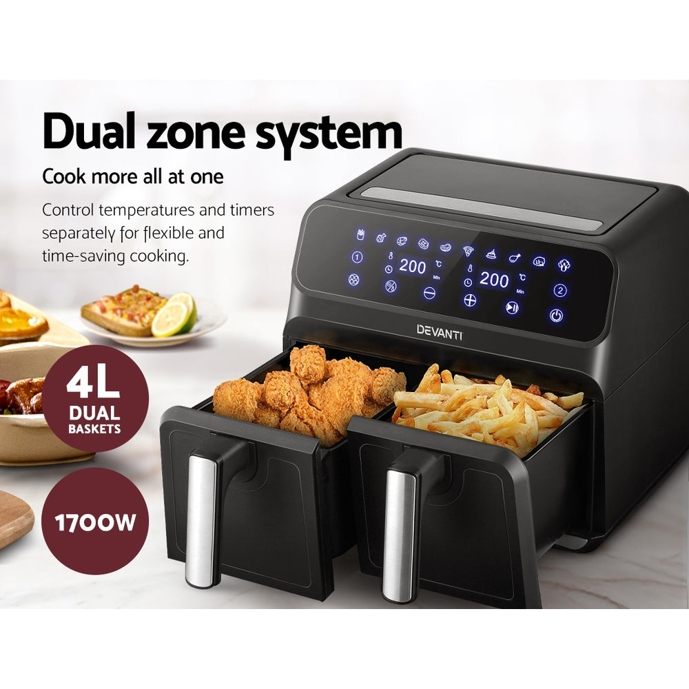Devanti Air Fryer 8L LCD Fryers Oven Airfryer Healthy Cooker Oil Free Kitchen - Devanti