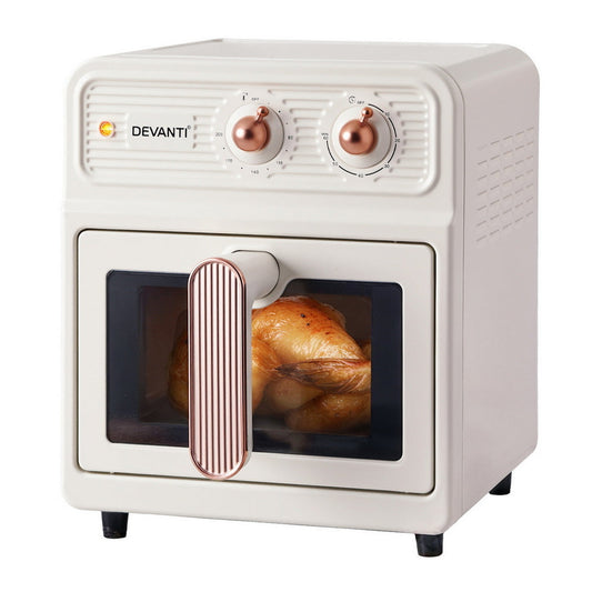 Devanti 6L Air Fryer Knob Control 1700W Cream - Devanti