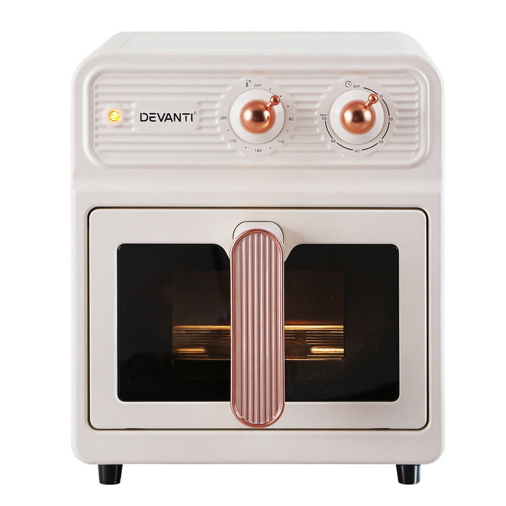 Devanti 6L Air Fryer Knob Control 1700W Cream - Devanti