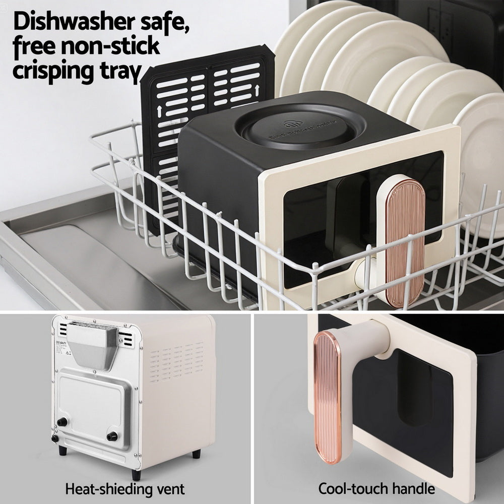 Devanti 6L Air Fryer Knob Control 1700W Cream - Devanti