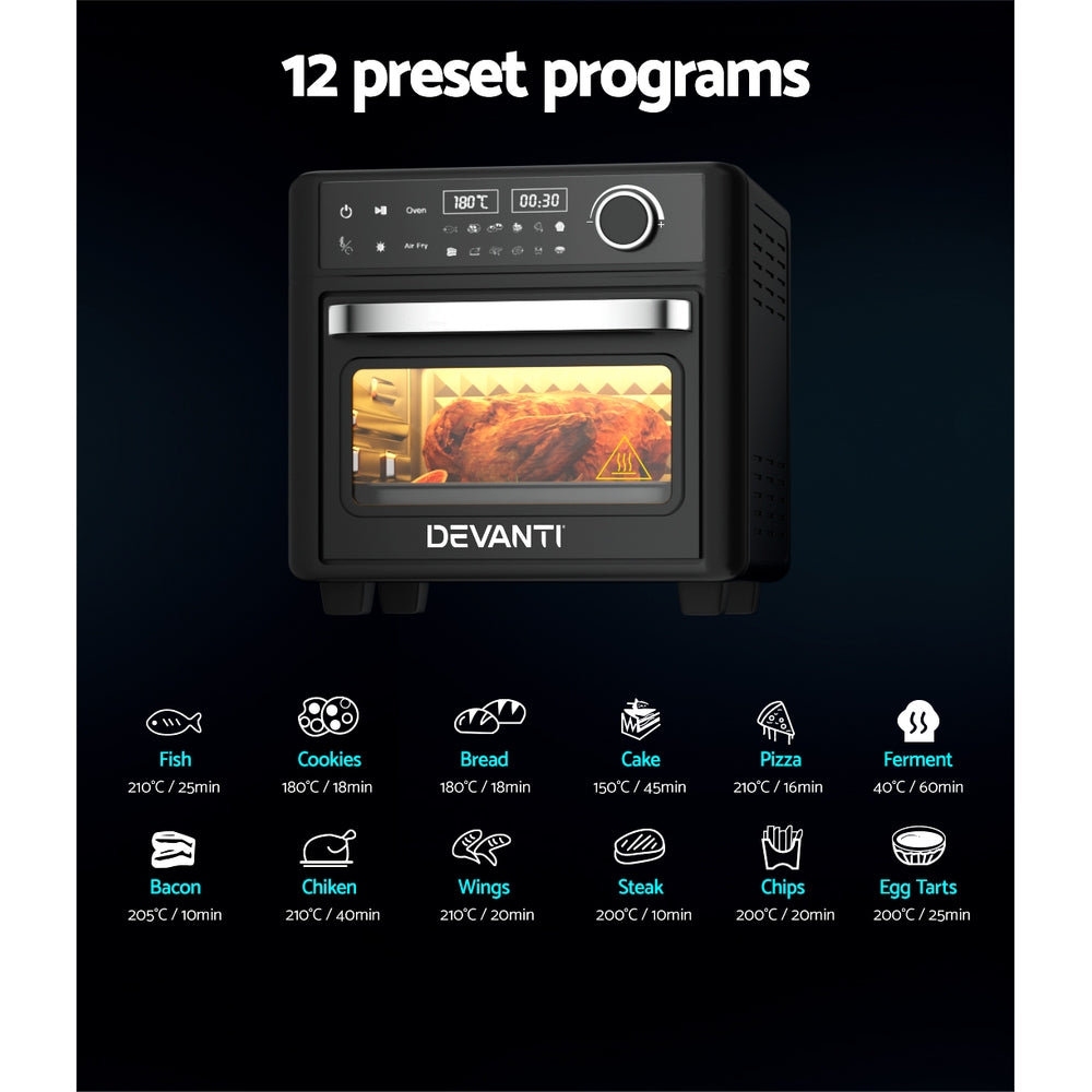 Devanti Air Fryer 15L LCD Fryers Oven - Devanti