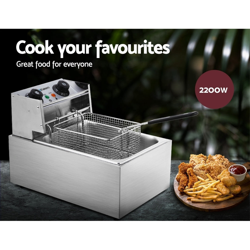 Devanti Commercial Electric Single Deep Fryer Silver