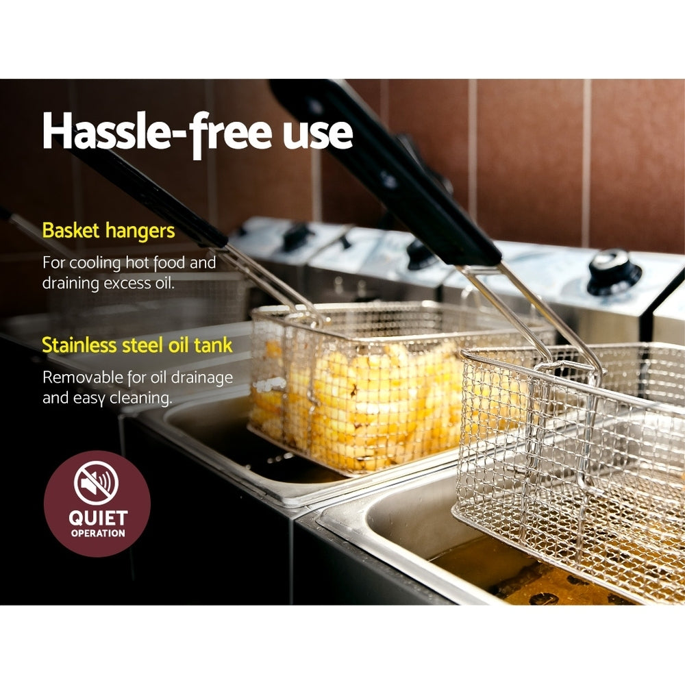 Devanti Commercial Electric Single Deep Fryer Silver