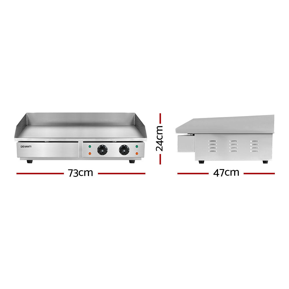 Devanti Commercial Electric Griddle BBQ Grill Hot Plate Stainless Steel 4400W - Devanti