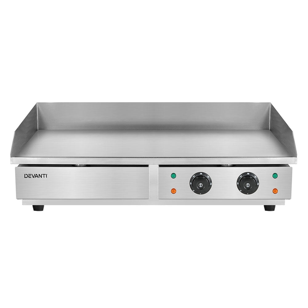 Devanti Commercial Electric Griddle BBQ Grill Hot Plate Stainless Steel 4400W - Devanti