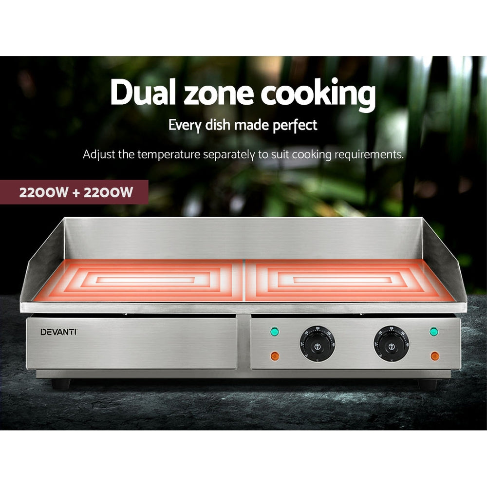 Devanti Commercial Electric Griddle BBQ Grill Hot Plate Stainless Steel 4400W - Devanti