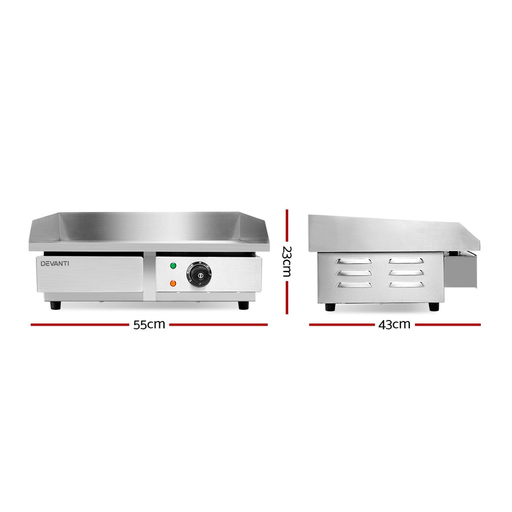 Devanti 3000W Electric Griddle Hot Plate Stainless Steel