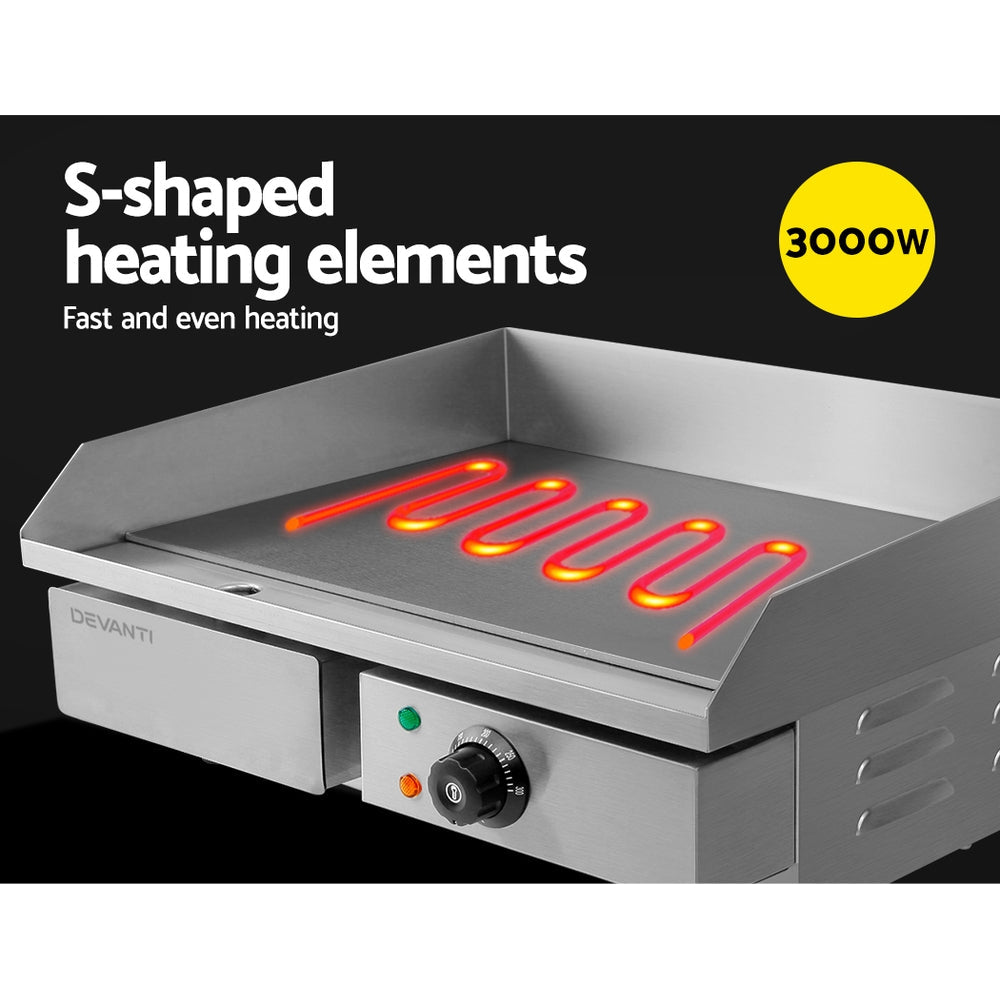 Devanti 3000W Electric Griddle Hot Plate Stainless Steel