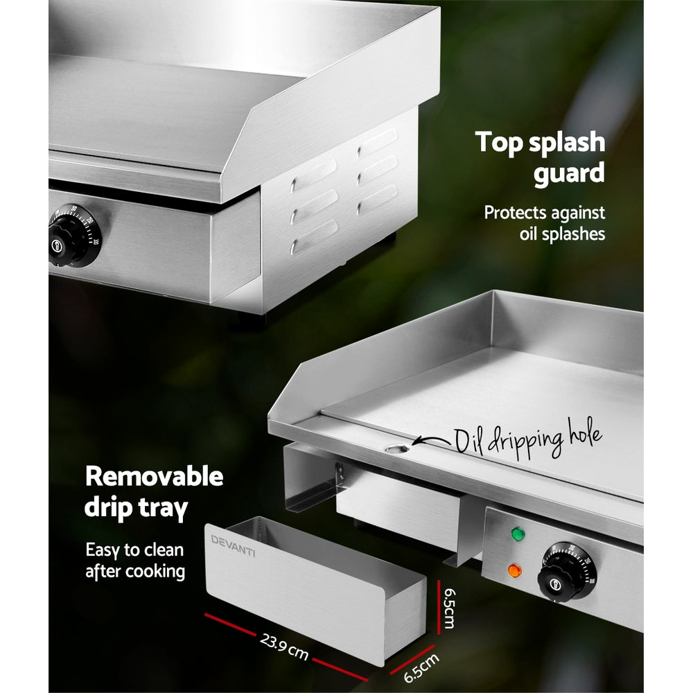 Devanti 3000W Electric Griddle Hot Plate Stainless Steel