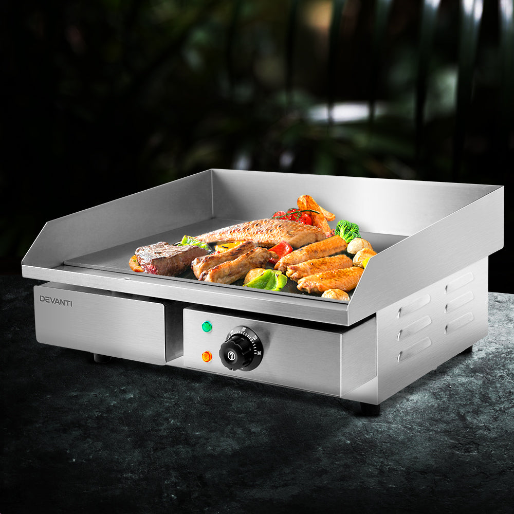 Devanti 3000W Electric Griddle Hot Plate Stainless Steel