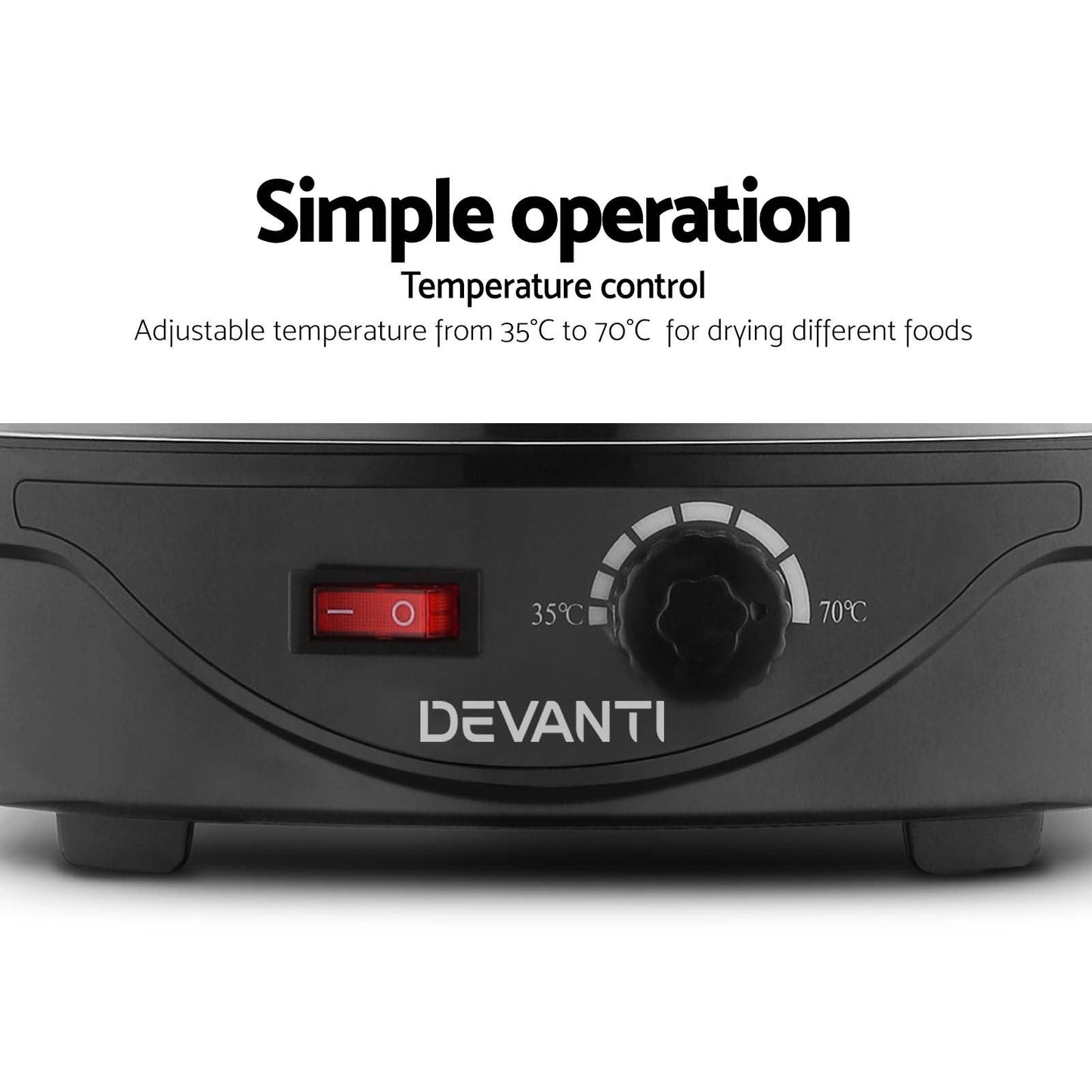 Devanti 5 Trays Food Dehydrator Fruit Dehydrators Pet Beef Jerky Dryer Black - Devanti