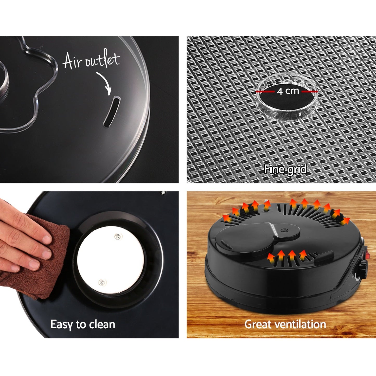 Devanti 5 Trays Food Dehydrator Fruit Dehydrators Pet Beef Jerky Dryer Black - Devanti