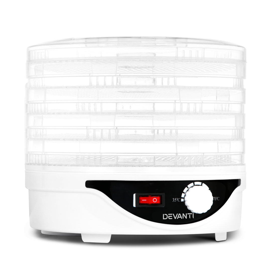 Devanti 5 Trays Food Dehydrator Fruit Dehydrators Pet Beef Jerky Dryer White - Devanti