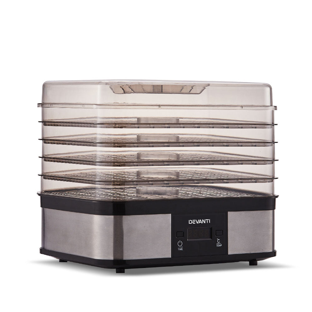 Devanti Food Dehydrator with 5 Trays Silver