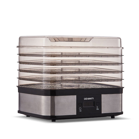 Devanti Food Dehydrator with 5 Trays Silver