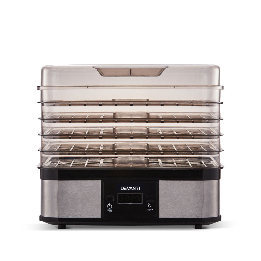 Devanti Food Dehydrator with 5 Trays Silver