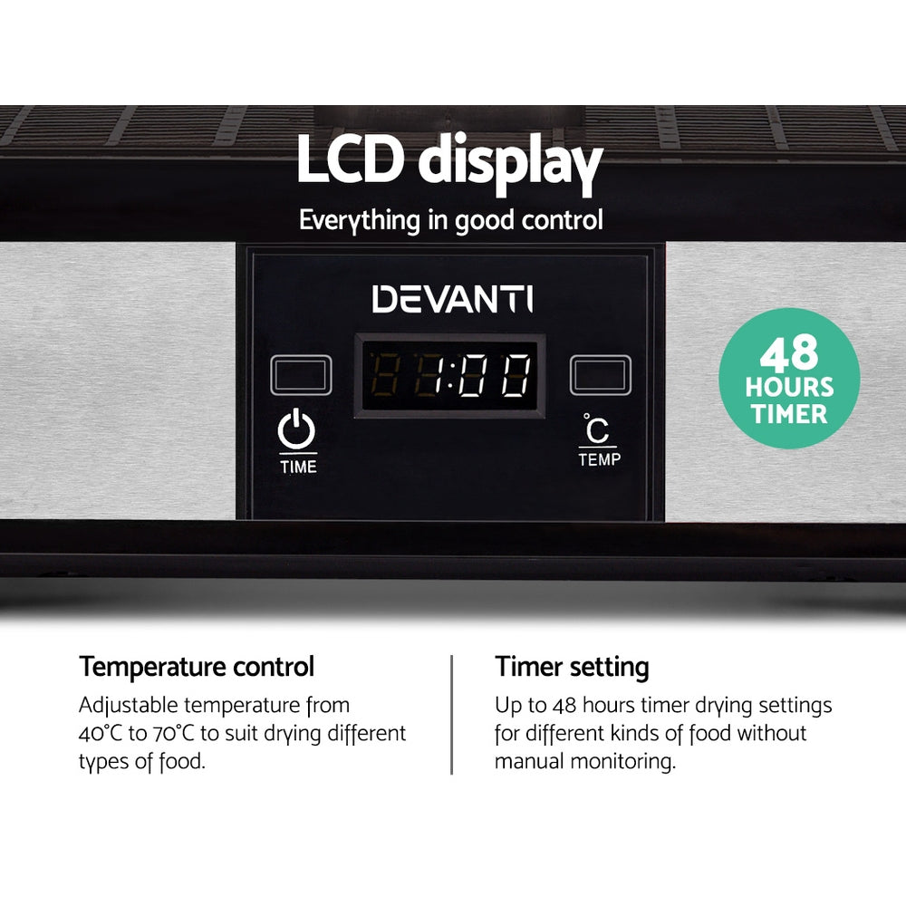 Devanti Food Dehydrator with 5 Trays Silver