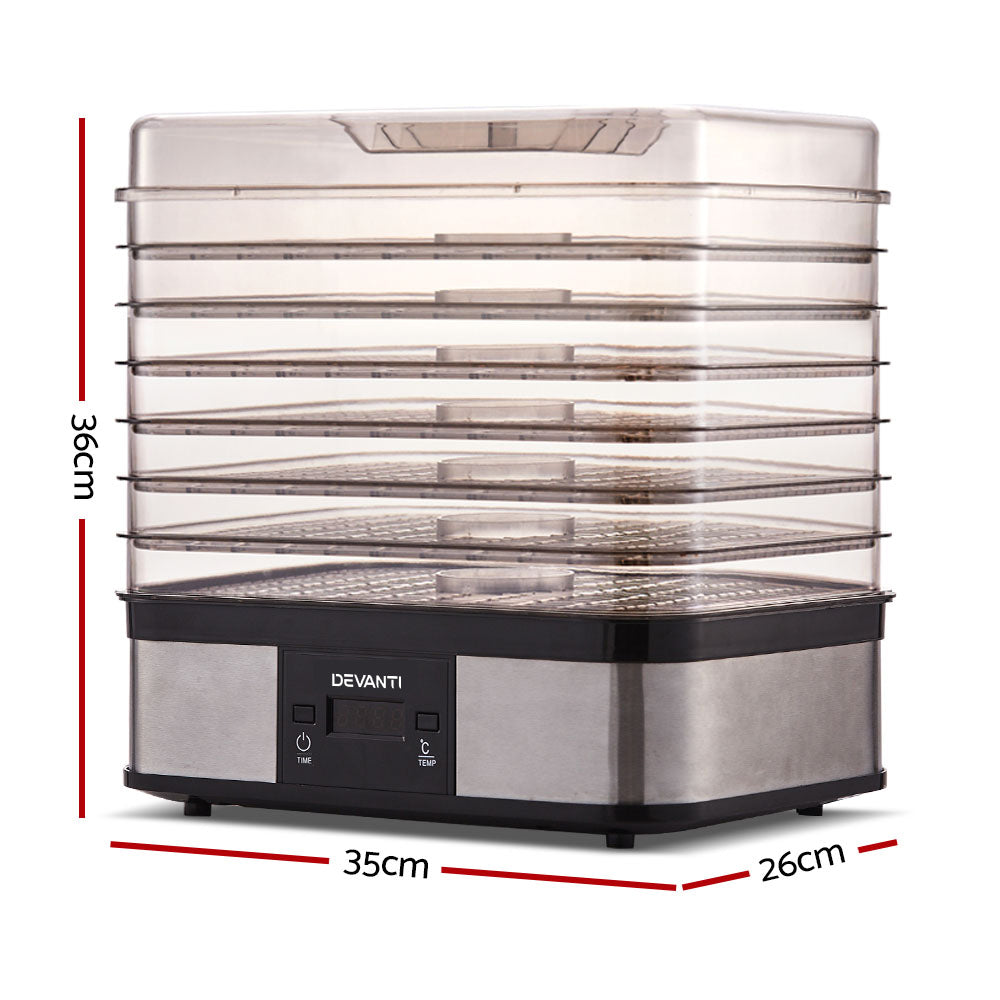 Devanti Food Dehydrator with 7 Trays Silver
