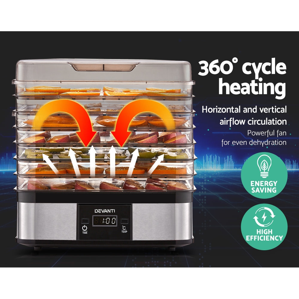 Devanti Food Dehydrator with 7 Trays Silver