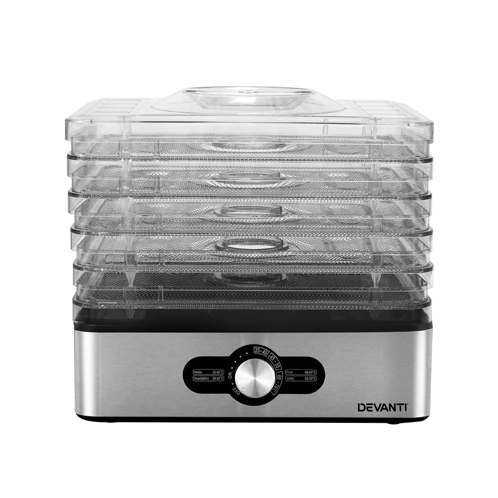 Devanti 5 Trays Food Dehydrator Stainless Steel Tray - Devanti