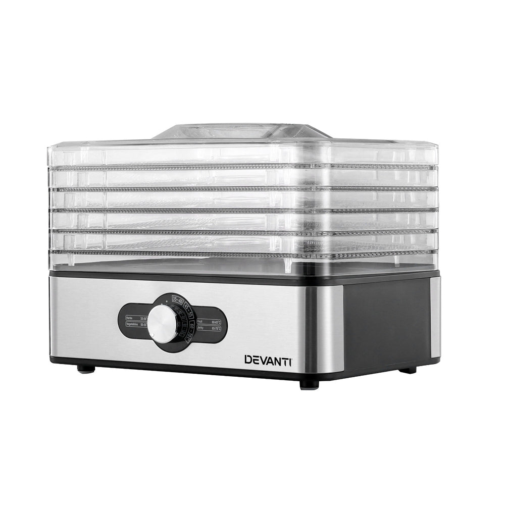 Devanti 5 Trays Food Dehydrator Stainless Steel Tray - Devanti