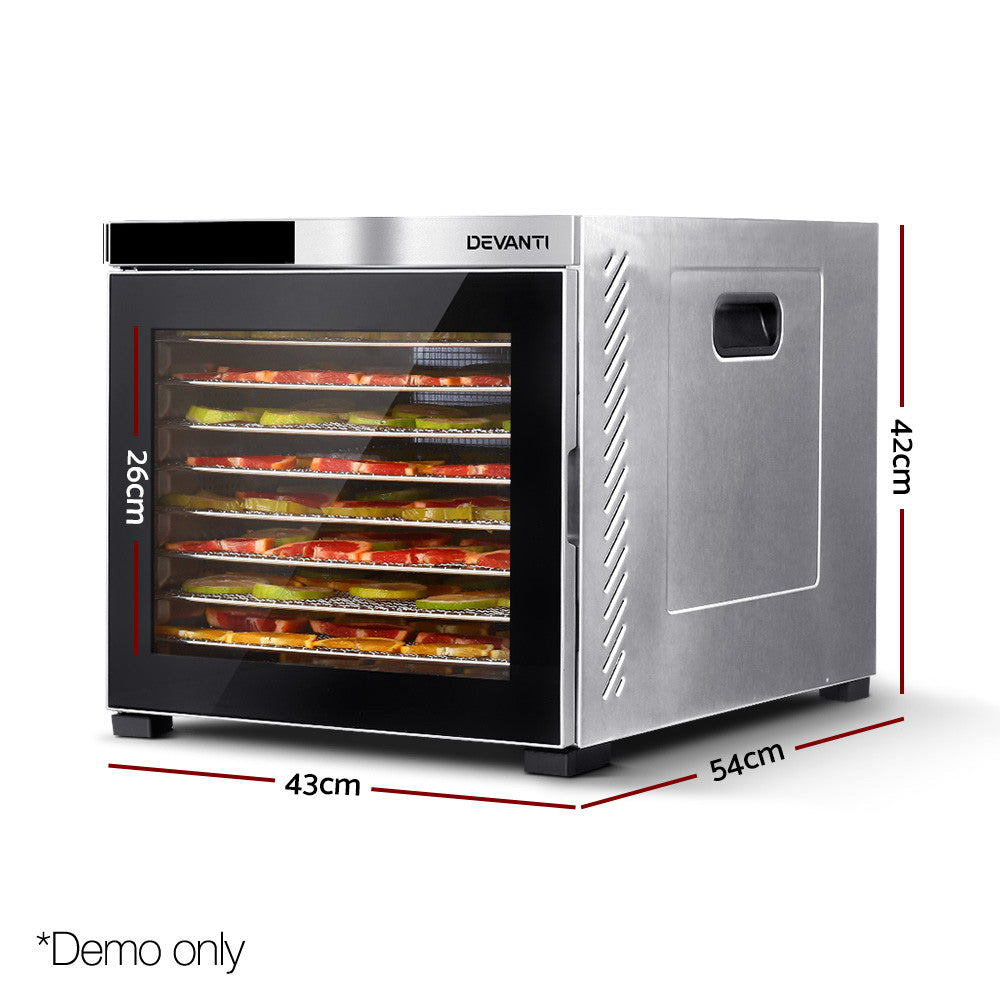 Devanti Commercial Food Dehydrator Silver and Black