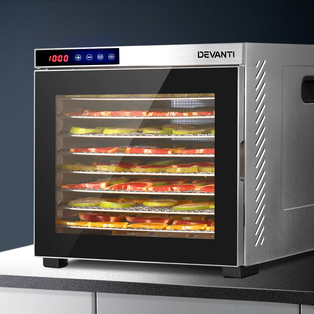 Devanti Commercial Food Dehydrator Silver and Black