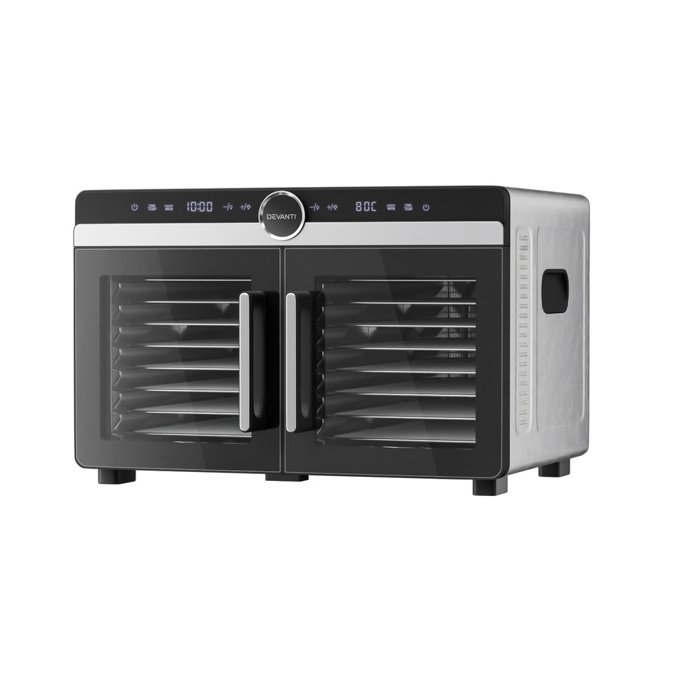 Devanti 16 Trays Food Dehydrator Dual-Zone Stainless Steel - Devanti